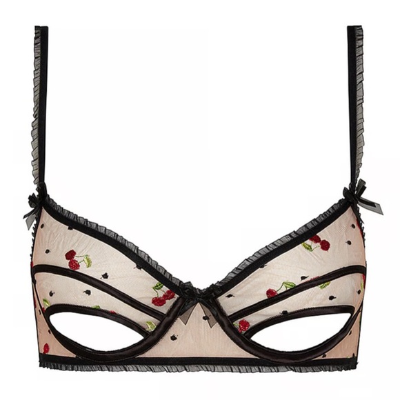 New! For Love and Lemons cherry embroidery bra black 10200 - Picture 1 of 12